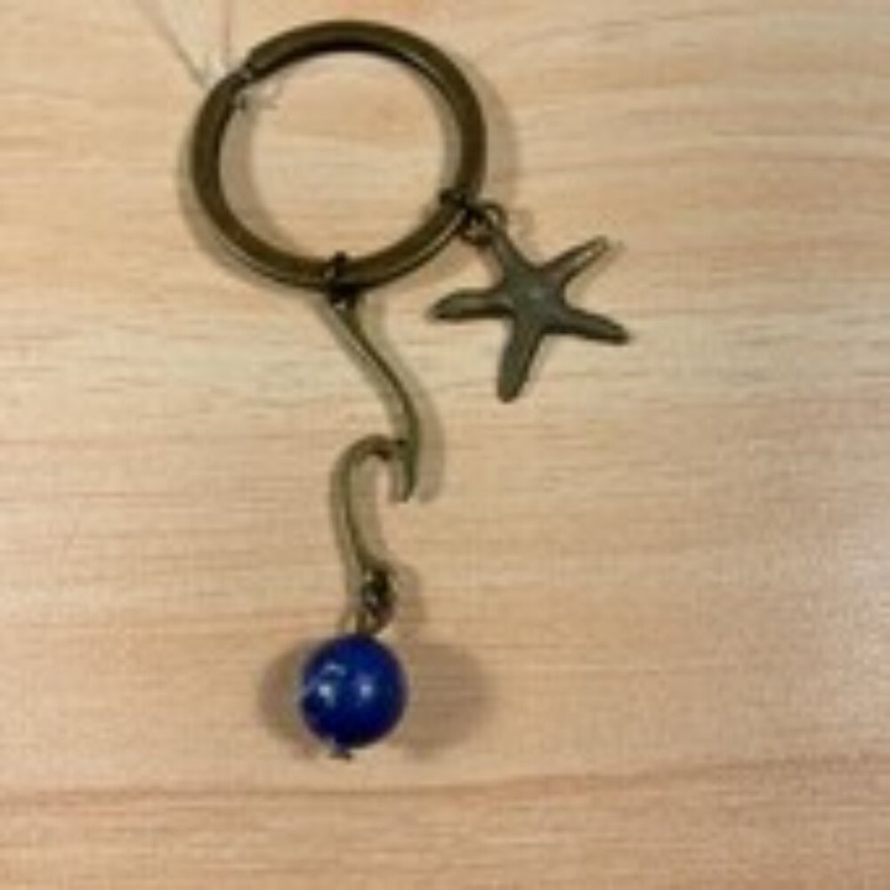 Handcrafted Antique Bronze "Sea" Key Ring
